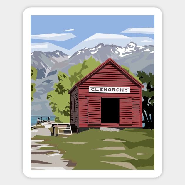 The Glenorchy Red Shed Sticker by irajane